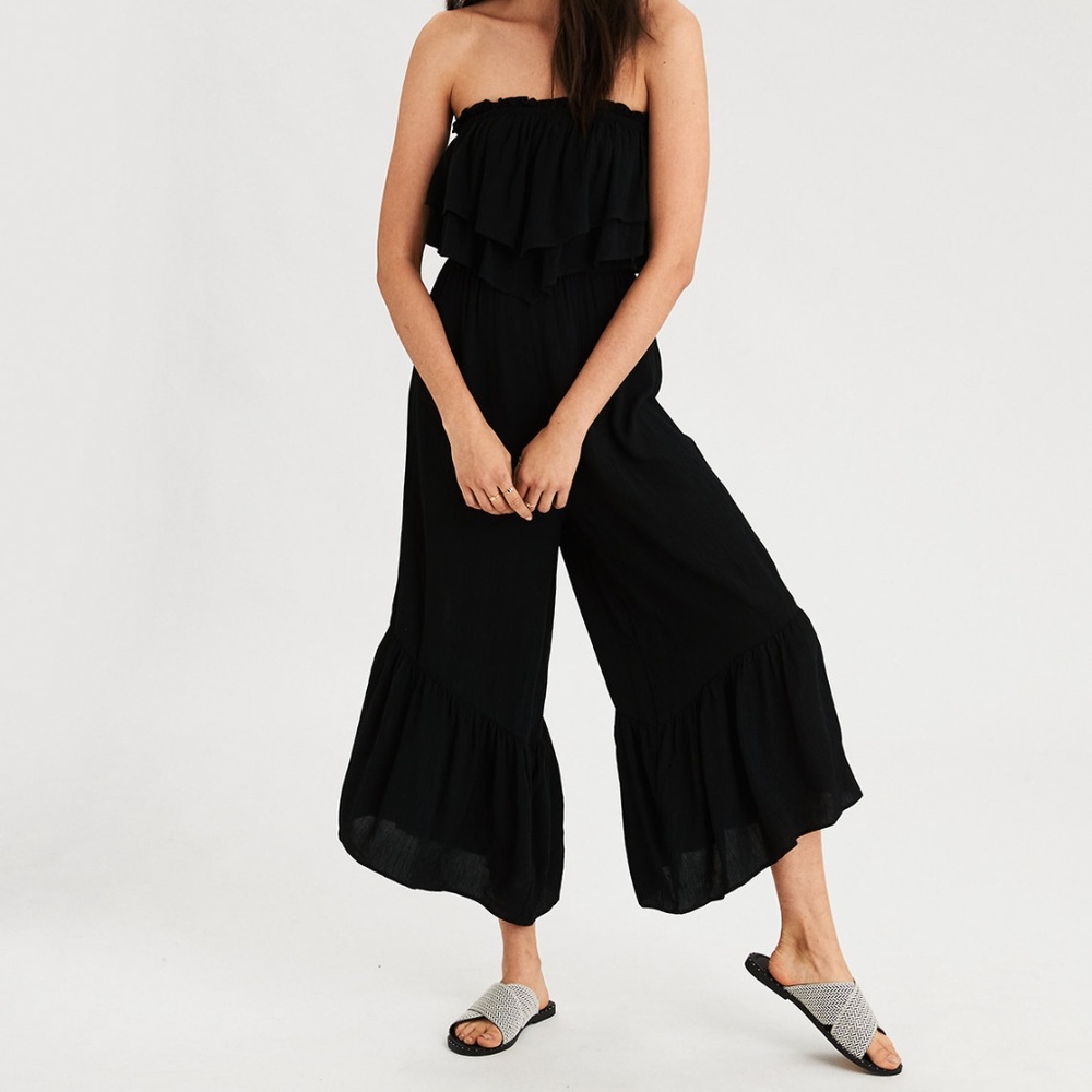 AE Black DOUBLE OVERLAY JUMPSUIT